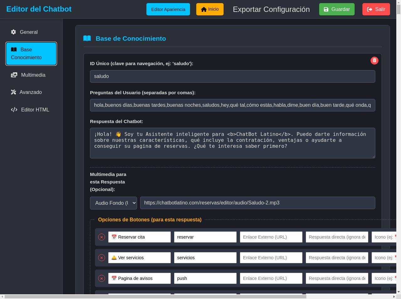 Base de Conocimiento del Chatbot