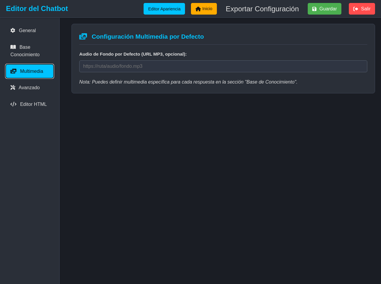 Configuración Multimedia del Chatbot