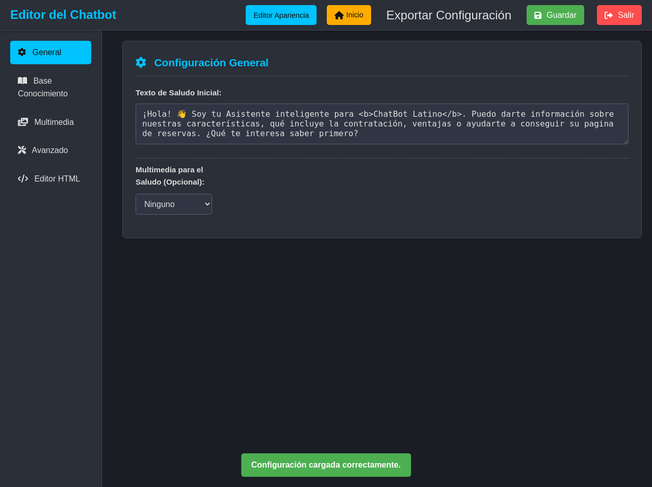 Configuración General del Chatbot
